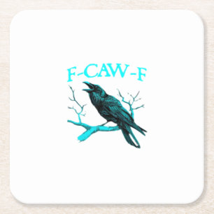 Dessous-de-verre Carré En Papier Corbeau F-Caw-F Oiseau Drôle Rétro