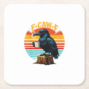 Dessous-de-verre Carré En Papier Corbeau gothique drôle Halloween F Caw F Café