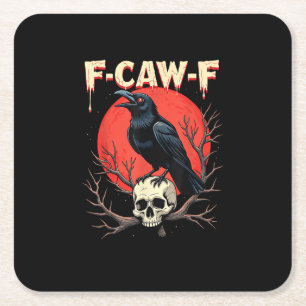Dessous-de-verre Carré En Papier Corbeau gothique drôle style F-Caw-F