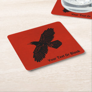 Dessous-de-verre Carré En Papier Corbeau rouge
