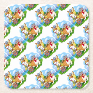 Dessous-de-verre Carré En Papier Corgi princesse