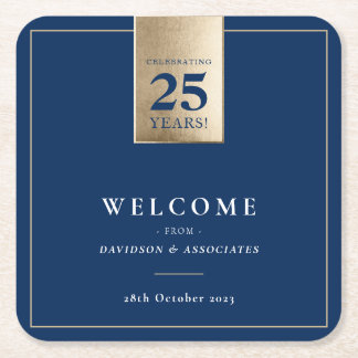 Dessous-de-verre Carré En Papier CORPORATE ANNIVERSARY business navy white gold