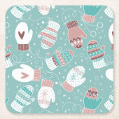 Dessous-de-verre Carré En Papier Cosy hiver Noël Mittens Motif à Mint (Devant)