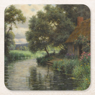 Dessous-de-verre Carré En Papier Cottage dans la vallée de la Risle (Normandie, Fra