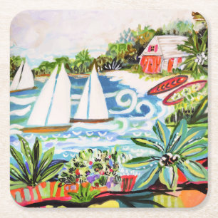 Dessous-de-verre Carré En Papier Cottage rouge de la baie II