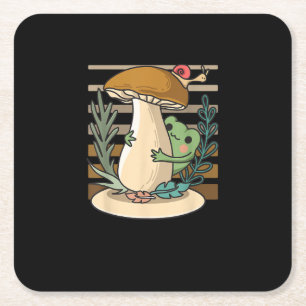 Dessous-de-verre Carré En Papier Cottagecore Forêt de Champignons Crapaud Goblincor