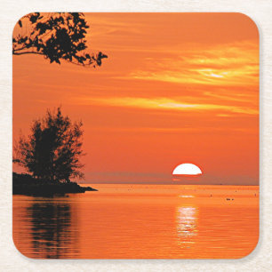 Dessous-de-verre Carré En Papier Coucher de soleil à Key West, Floride