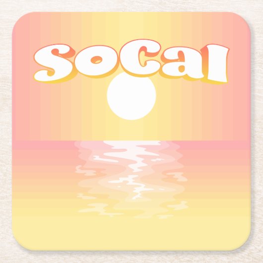 Dessous-de-verre Carré En Papier Coucher de soleil SoCal (Devant)