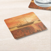 Dessous-de-verre Carré En Papier Coucher de soleil sur le passé (Incliné)