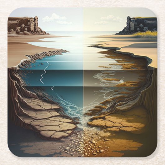 Dessous-de-verre Carré En Papier Couches Révélées (Devant)