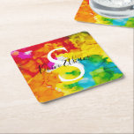 Dessous-de-verre Carré En Papier Couleur d'affichage Bat mitzvah de la barre BM<br><div class="desc">Dessous de verre en papier Bar Mitzvah ou Bat mitzvah "A Splash of Color". Personnalisez en supprimant du texte et en le remplaçant par le vôtre. Choisissez votre style de police, votre couleur et votre taille préférés. L'élément design peut également être transféré vers d'autres produits Zazzle ! Merci de vous...</div>