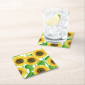 Dessous-de-verre Carré En Papier Couleur d'eau des fleurs de soleil (En situation)