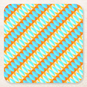 Dessous-de-verre Carré En Papier Couleur Turquoise Bleu Orange Jaune Motif