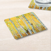 Dessous-de-verre Carré En Papier Couleurs automnales des arbres d'Aspen 1 (Incliné)