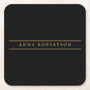 Dessous-de-verre Carré En Papier Couleurs d'or noir professionnel chic minimaliste