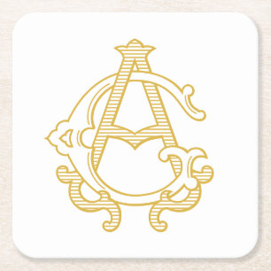 Dessous-de-verre Carré En Papier COULEURS ÉDITABLES GA Monogram AG Logo Dessous de 
