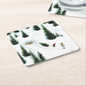 Dessous-de-verre Carré En Papier Couper l'arbre (Incliné)