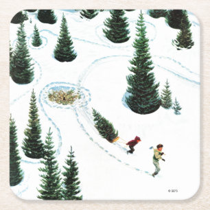 Dessous-de-verre Carré En Papier Couper l'arbre