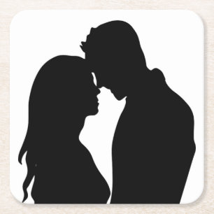 DESSOUS-DE-VERRE CARRÉ EN PAPIER COUPLE ROMANTIQUE SILHOUETTE