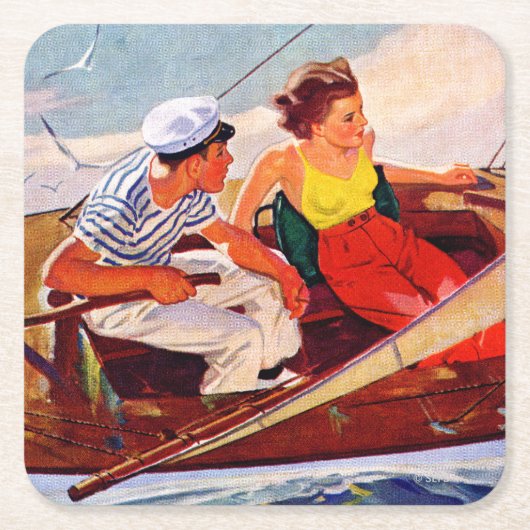 Dessous-de-verre Carré En Papier Couple Sailing par R.J. Cavaliere (Devant)