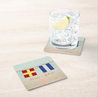 Couples Monogramme Signal Maritime Drapeaux Aquare