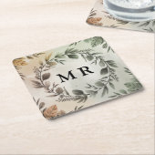 Dessous-de-verre Carré En Papier Courbe d'initiaux personnalisable - Élégant monogr (Incliné)