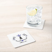 Dessous-de-verre Carré En Papier Couronne couronne Un Mariage Monogramme (En situation)