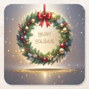 Dessous-de-verre Carré En Papier Couronne de Noël festive en papier de fête
