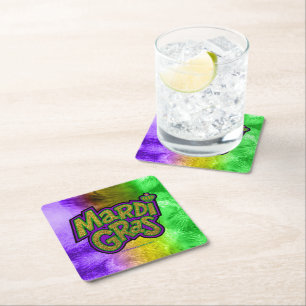 Dessous-de-verre Carré En Papier Couronne festive de SlipperyJoe thème Mardi Gras r