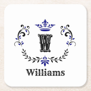 Dessous-de-verre Carré En Papier Couronne Monogramme personnalisé 'W'