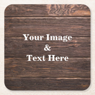 Dessous-de-verre Carré En Papier Coutume personnalisée votre propre photo en bois