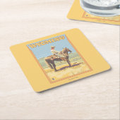 Dessous-de-verre Carré En Papier Cowboy (vue de côté) Wyoming (Incliné)