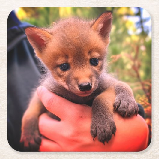 Dessous-de-verre Carré En Papier Coyote Cub (Devant)