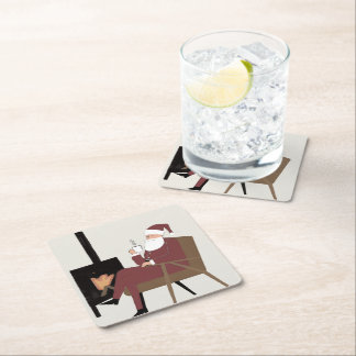 Dessous-de-verre Carré En Papier Cozy Santa Fireplace Pattern Paper Coasters