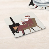 Dessous-de-verre Carré En Papier Cozy Santa Fireplace Pattern Paper Coasters (Incliné)