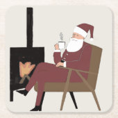 Dessous-de-verre Carré En Papier Cozy Santa Fireplace Pattern Paper Coasters (Devant)