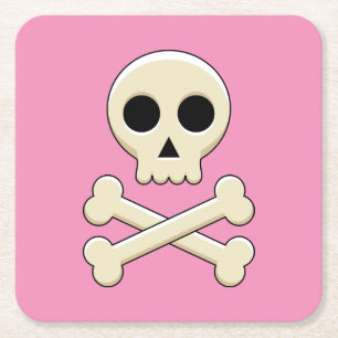 Dessous-de-verre Carré En Papier Crâne avec os
