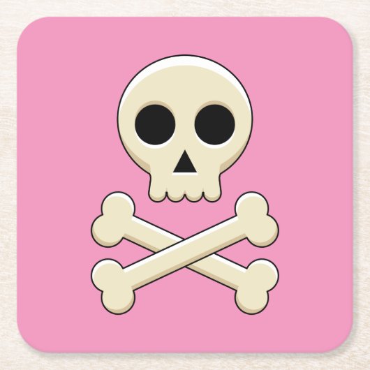 Dessous-de-verre Carré En Papier Crâne avec os (Devant)
