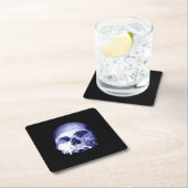 Dessous-de-verre Carré En Papier Crâne bleu (En situation)