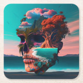 Dessous-de-verre Carré En Papier Crâne Coloré (Devant)