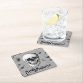 Dessous-de-verre Carré En Papier Crâne déplaisant et araignées (En situation)