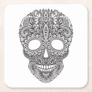 Dessous-de-verre Carré En Papier Crâne humain inspiré