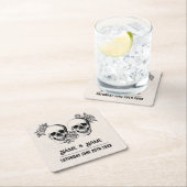 Dessous-de-verre Carré En Papier Crânes Rose rustique Dessous de verre Mariage Crân (En situation)