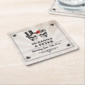 Dessous-de-verre Carré En Papier Crânes Rose rustique Dessous de verre Mariage Crân (Incliné)