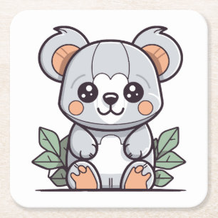 Dessous-de-verre Carré En Papier Création de vecteur de koala magique Kawaii