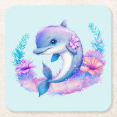 Dessous-de-verre Carré En Papier Créature Mer Dauphin Cute (Devant)