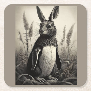 Dessous-de-verre Carré En Papier Créature mythique du pingouin lapin