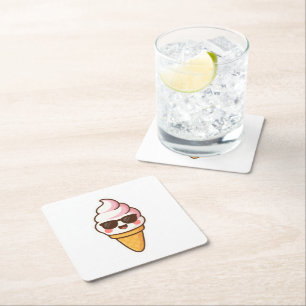 Dessous-de-verre Carré En Papier Crème glacée cool Kawaii
