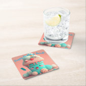 Dessous-de-verre Carré En Papier Crème glacée Kawaii (En situation)