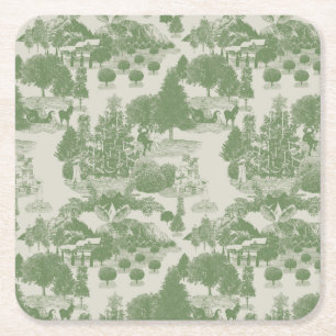 Dessous-de-verre Carré En Papier Crème verte Noël Wonderland hiver